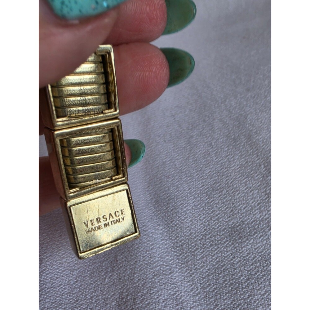 Vtg Gianni Versace Gold Tone Chunky Pyramid Links Medusa Bracelet - Picture 5 of 15